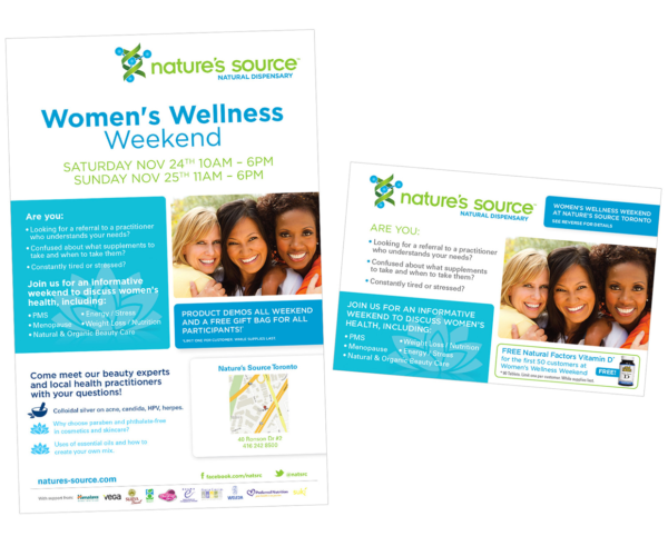 Nature's Source Women's Wellness promo poster and postcard
