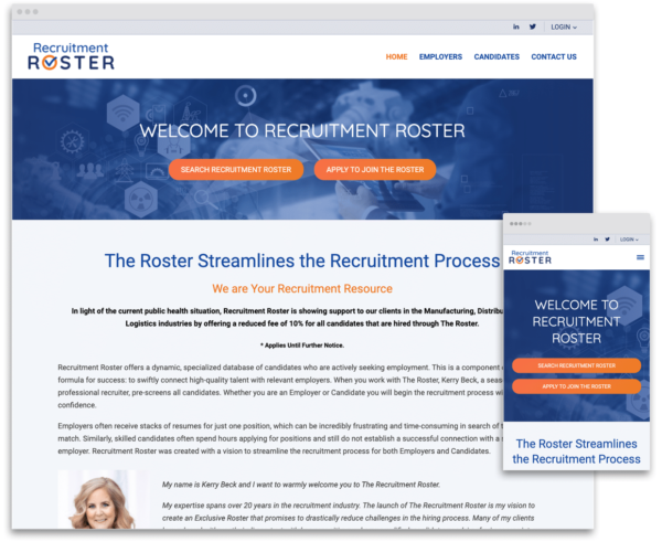 Recruitment Roster website screenshots