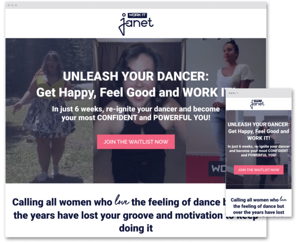 Work It Janet Unleash Your Dancer sales webpage