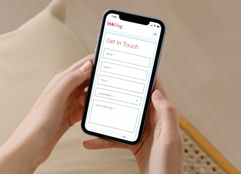 filling out a contact form on an iphone