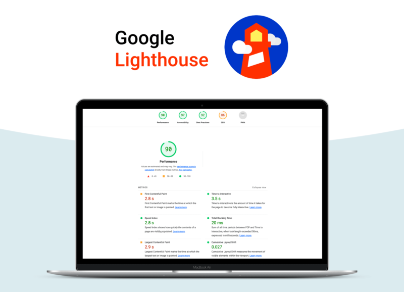 Google Lighthouse report open on a laptop