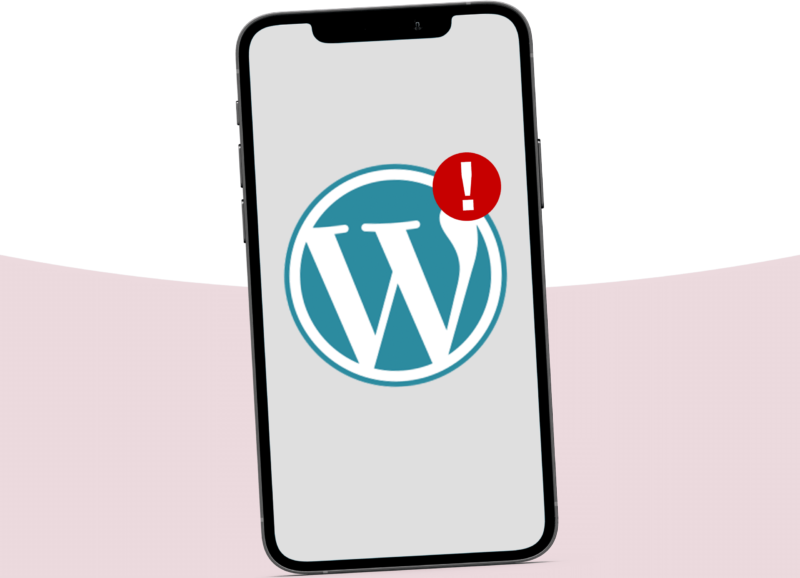 wordpress bug warning on a mobile phone