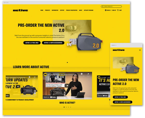 Active Products Shopify website