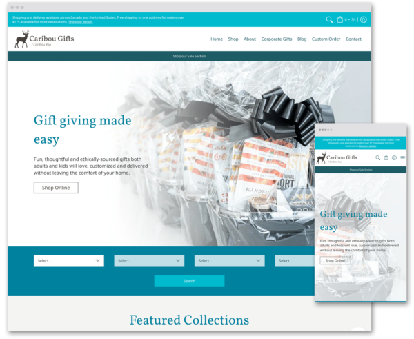 Caribou Gifts Shopify website