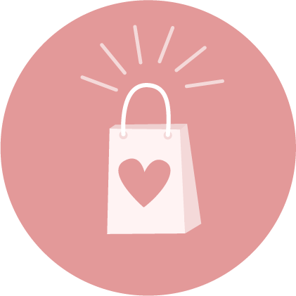 Shopping gift bag with a heart on the front